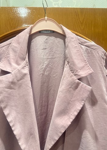 Pembe Kadın Keten Trençkot - Görsel 5