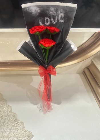 Kırmızı Örgü Kadın Şal - Görsel 3