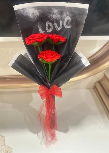 Kırmızı Örgü Kadın Şal - Görsel 2