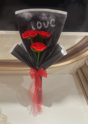 Kırmızı Örgü Kadın Şal - Görsel 4