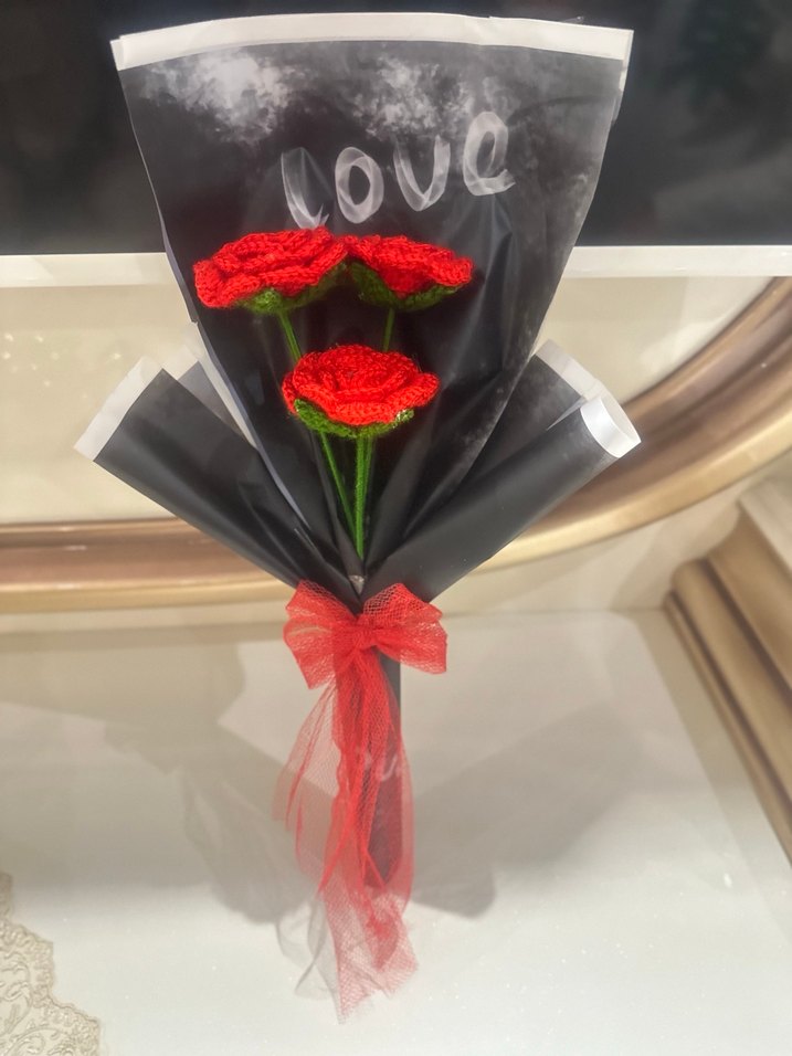 Kırmızı Örgü Kadın Şal - Görsel 2