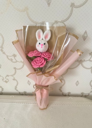Pembe Tavşanlı Peluş Oyuncak Buketi - Görsel 2