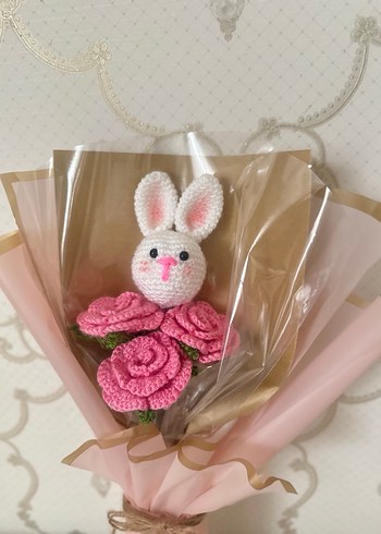 Pembe Tavşanlı Peluş Oyuncak Buketi - Görsel 4