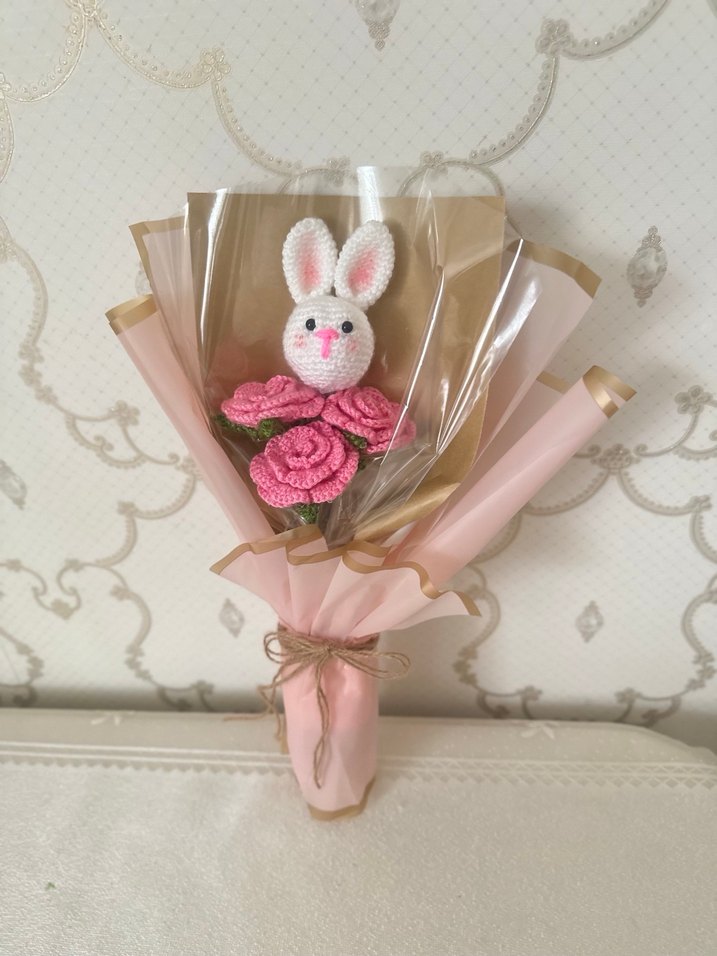 Pembe Tavşanlı Peluş Oyuncak Buketi - Görsel 2