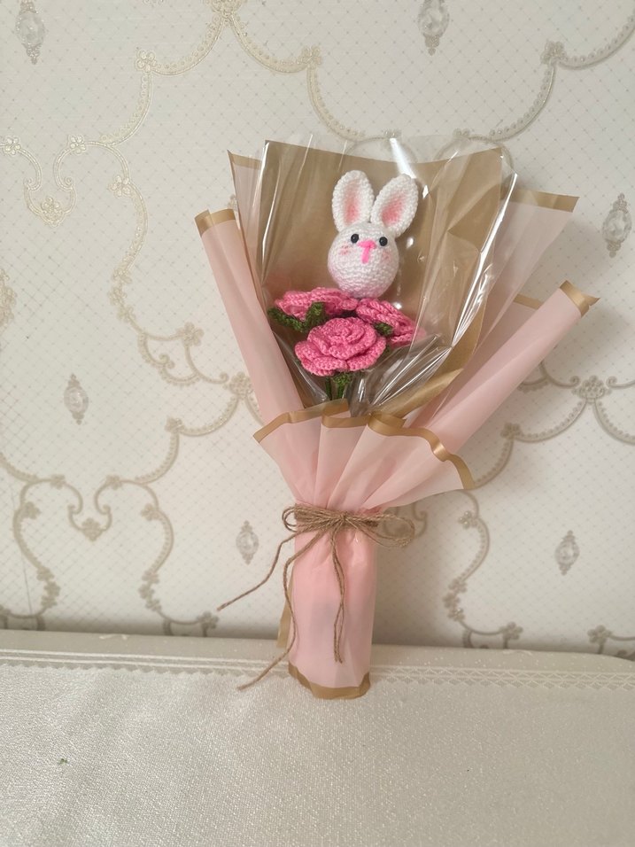 Pembe Tavşanlı Peluş Oyuncak Buketi - Görsel 5