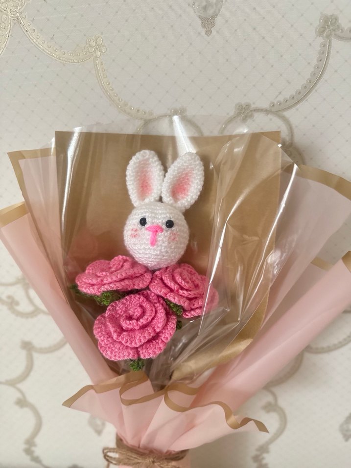 Pembe Tavşanlı Peluş Oyuncak Buketi - Görsel 4