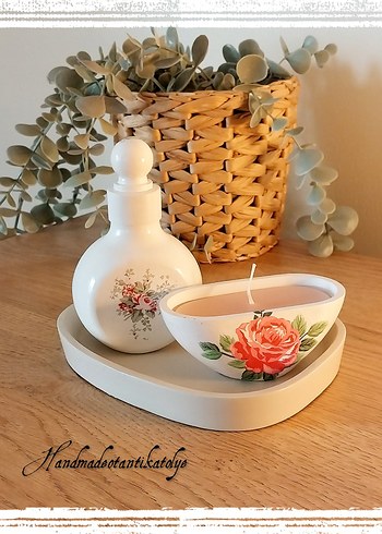 Beyaz  Mum ve Mumluk Seti - Görsel 2