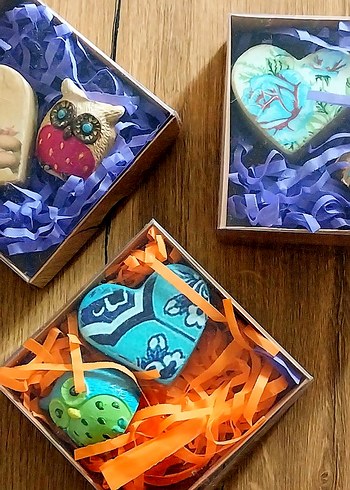 Bohem Tarzda El Yapımı Baykuş ve Kalp kartvizitlik - Görsel 4