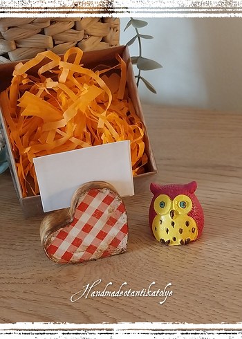 Bohem Tarzda El Yapımı Baykuş ve Kalp kartvizitlik - Görsel 8