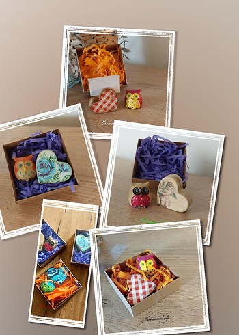 Bohem Tarzda El Yapımı Baykuş ve Kalp kartvizitlik - Görsel 2