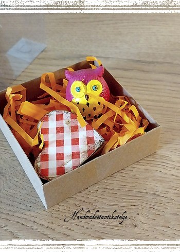 Bohem Tarzda El Yapımı Baykuş ve Kalp kartvizitlik - Görsel 5