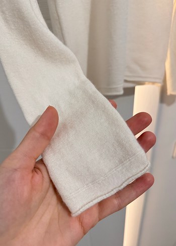 Kayık yaka kaşmir karışımlı kazak ekru - Görsel 5