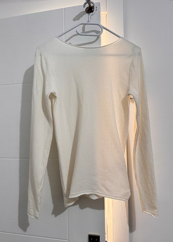 Kayık yaka kaşmir karışımlı kazak ekru - Görsel 6