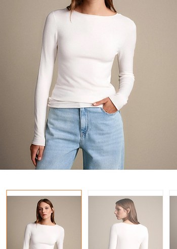 Kayık yaka kaşmir karışımlı kazak ekru - Görsel 3