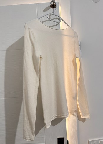 Kayık yaka kaşmir karışımlı kazak ekru - Görsel 9