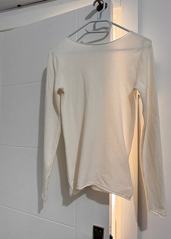 Kayık yaka kaşmir karışımlı kazak ekru - Görsel 4