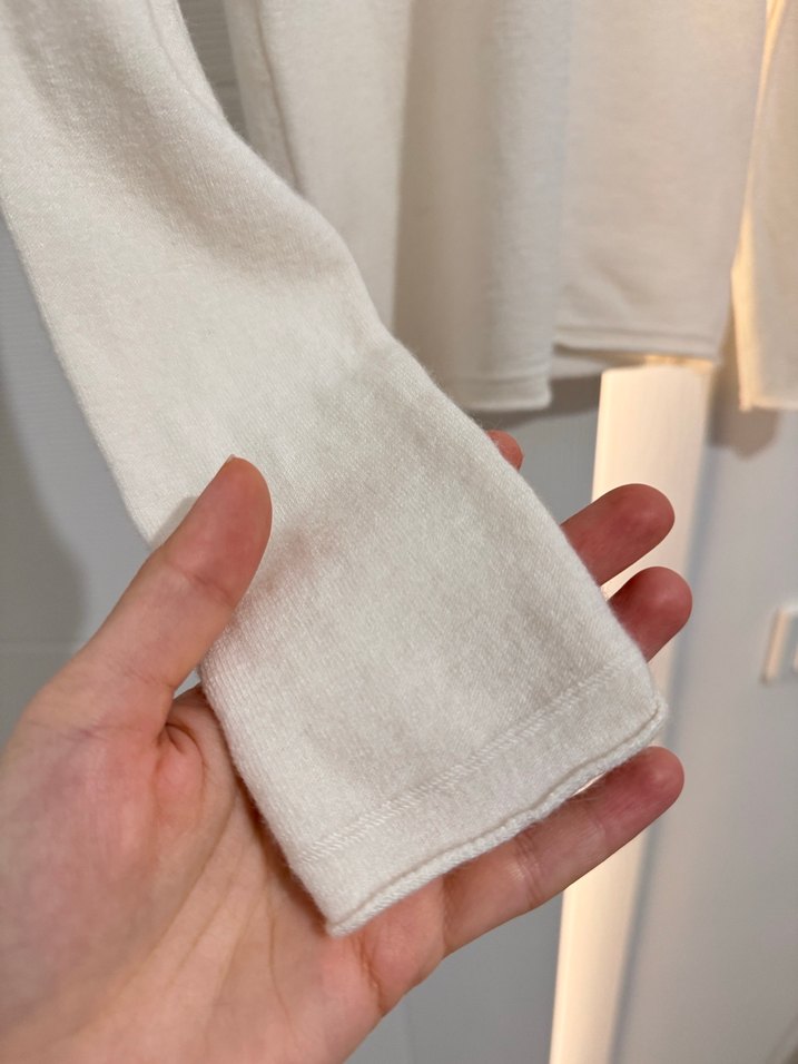 Kayık yaka kaşmir karışımlı kazak ekru - Görsel 5