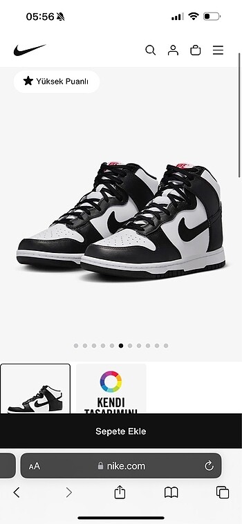 Nike dunk high siyah beyaz spor