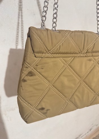 Bej Zincir Detaylı Kadın Omuz Çantası - Görsel 3
