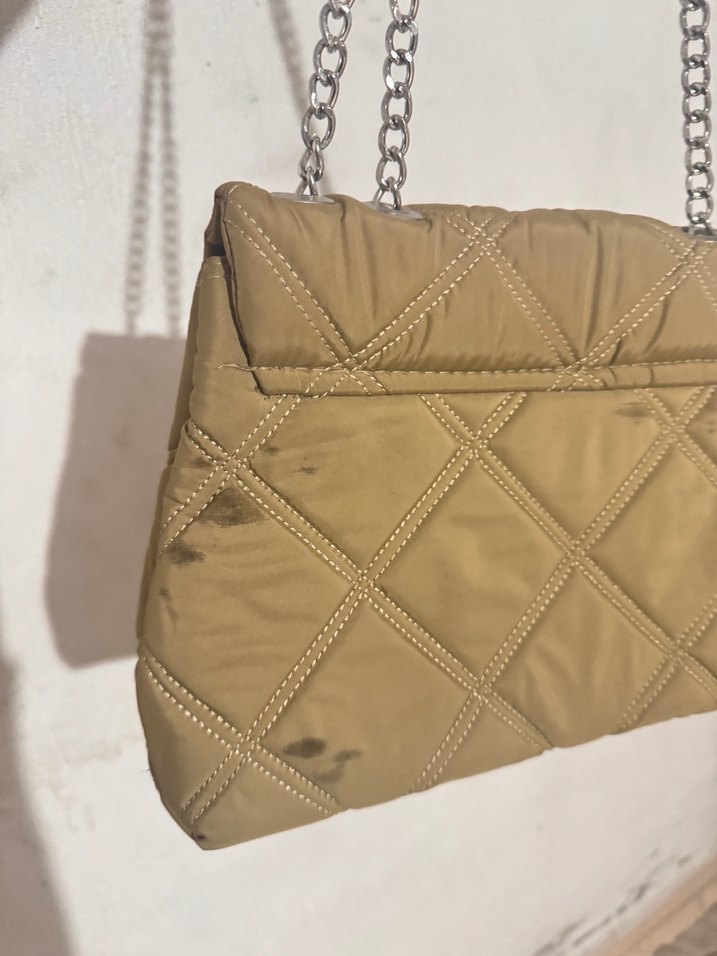 Bej Zincir Detaylı Kadın Omuz Çantası - Görsel 3