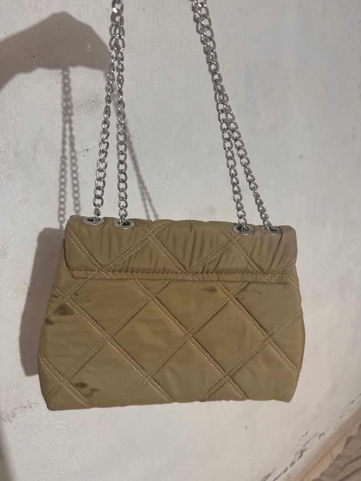 Bej Zincir Detaylı Kadın Omuz Çantası - Görsel 2