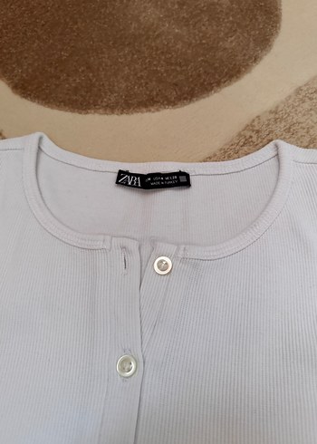 Düğmeli Beyaz Kadın Kısa Kollu Tişört - Görsel 2