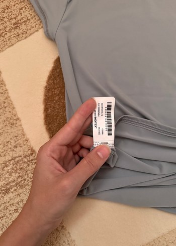 Gri Kısa Kollu Basic Kadın Tişört - Görsel 5