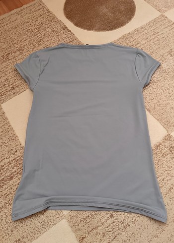 Gri Kısa Kollu Basic Kadın Tişört - Görsel 4