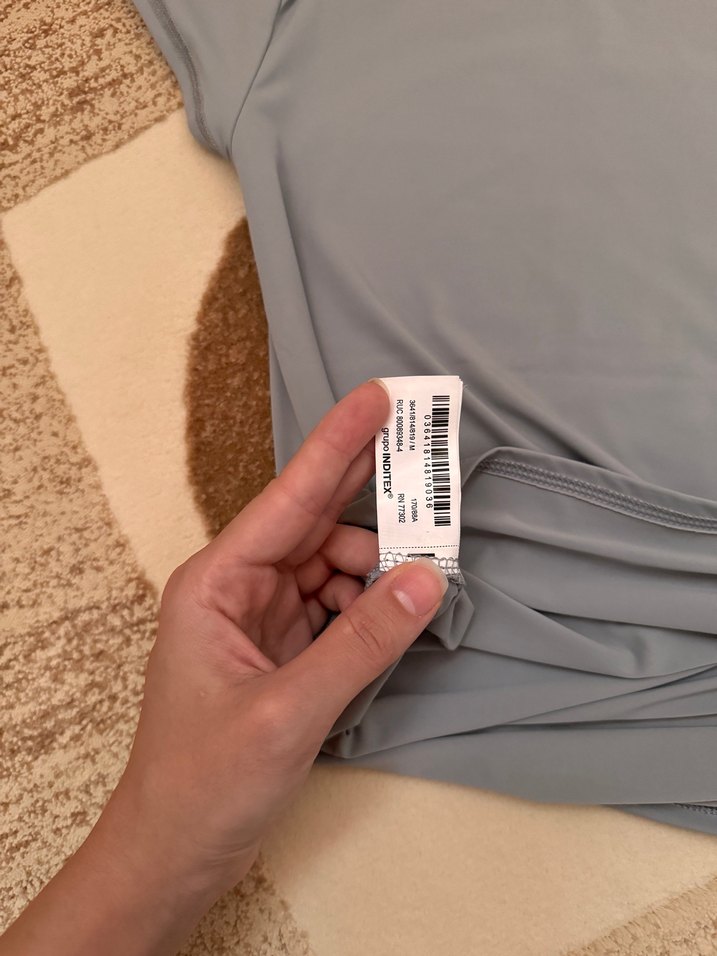 Gri Kısa Kollu Basic Kadın Tişört - Görsel 5