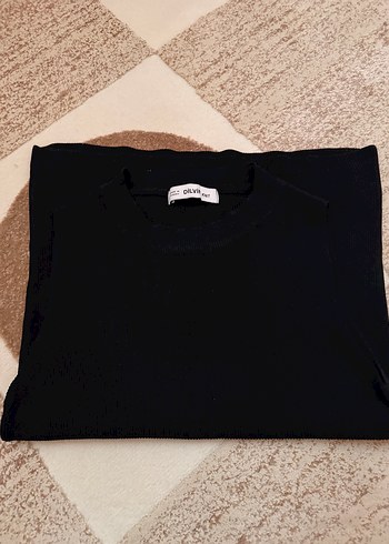 Siyah Yüksek Yakalı  Kolsuz Süveter top tişört - Görsel 4