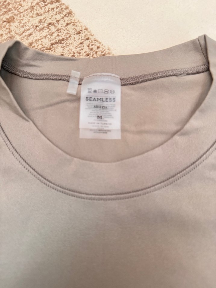 Bej Kısa Kollu Basic Tişört skims muadil - Görsel 3