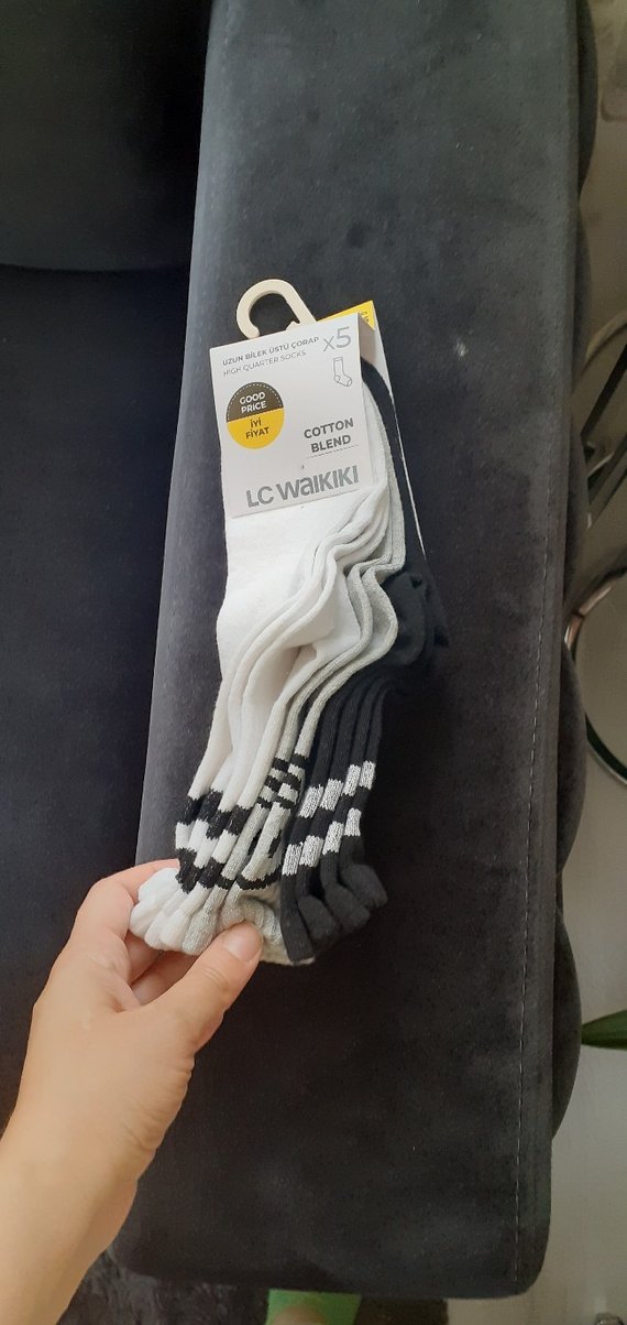 LC Waikiki Erkek Pamuklu Yüksek Bilek Çorap 5'li - Görsel 5