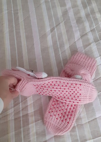 Kız Çocuk Pembe Örgü Sıcak Ev Terliği - Görsel 4
