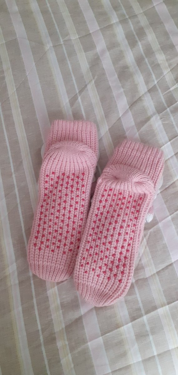 Kız Çocuk Pembe Örgü Sıcak Ev Terliği - Görsel 3