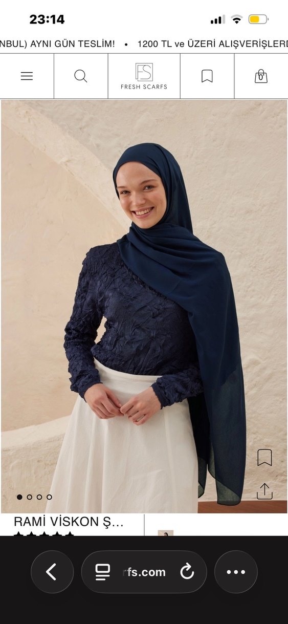 Freshscarfs Lacivert Rami viskon şal - Görsel 2