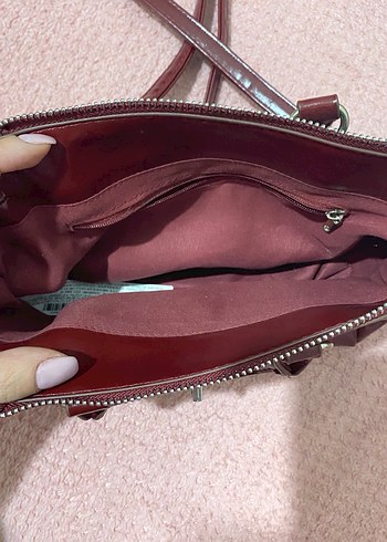 Stradivarius Burgundy Parlak Deri Kadın Çanta