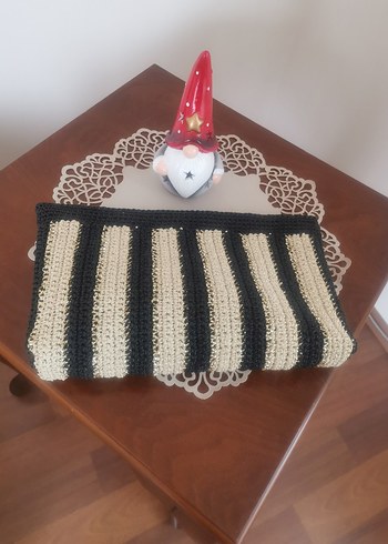 Zara Çizgili Örgü Bohem Kadın Portföy Çanta