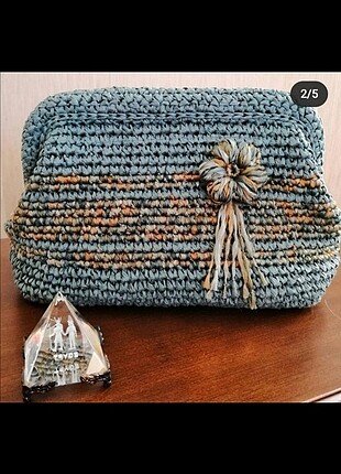 El örgüsü astarlı clutch canta