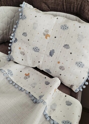 Muslin örtü ve yastık kilifi