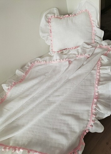 Muslin örtü ve yastık kilifi