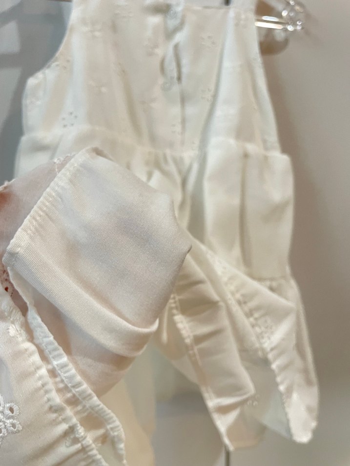 Kız Çocuk Beyaz Nakışlı Volanlı Elbise - Görsel 4