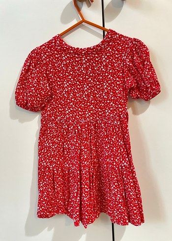 Kız Çocuk Kırmızı Düğmeli Bohem Elbise - Görsel 3