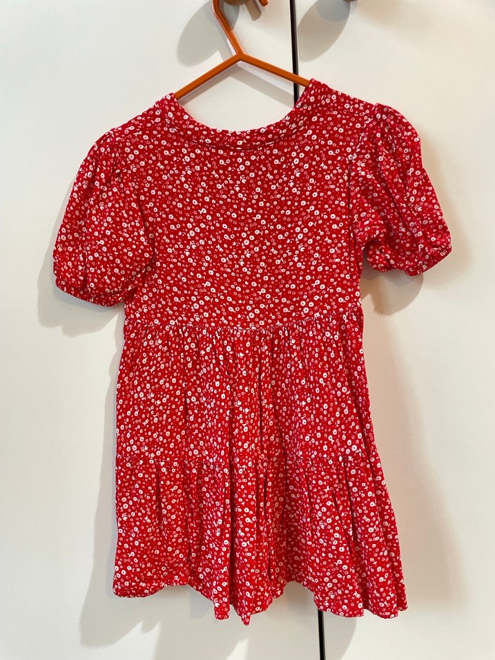 Kız Çocuk Kırmızı Düğmeli Bohem Elbise - Görsel 3
