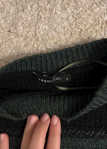 yeşil Siyah Çizgili Örgü Kadın Kazak - Görsel 3