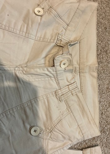 Düğmeli Bej Kadın Pantolon - Görsel 2