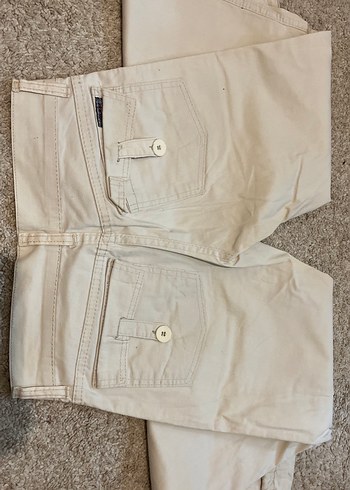 Düğmeli Bej Kadın Pantolon - Görsel 3