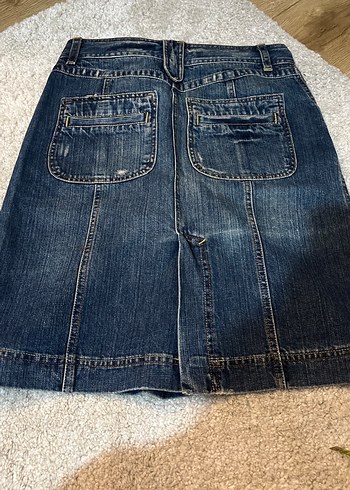 Lacivert Kot Midi Etek - Görsel 4