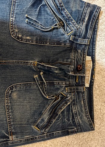 Lacivert Kot Midi Etek - Görsel 2