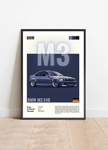 BMW E46 M3 çerçeveli a4 tablo