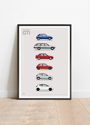 Peugeot gti çerçeveli a4 tablo